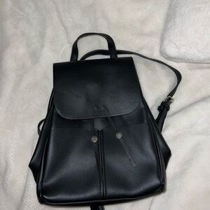 Zara Black Leather Backpack